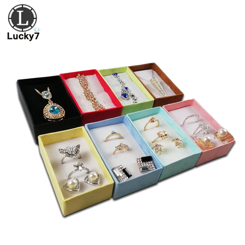 12pcs/Lot Assorted Colors Jewelry Sets Display Box For Necklace Earrings Ring 5*8*2.5cm Packaging Shadow Box Jewelry Organizer