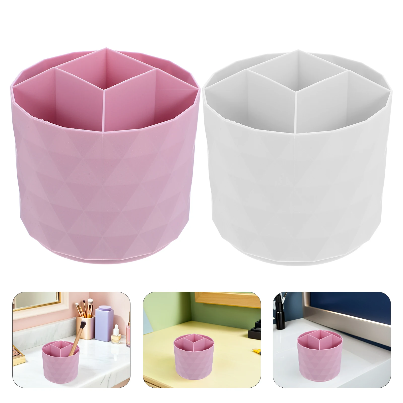 

Rotatable Storage Box Makeup Brush Cosmetics Organiser Pen Holder Plastic Stationery