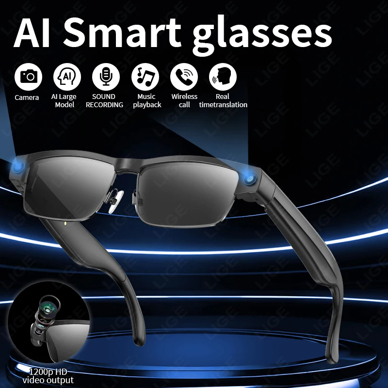 Smart Glasses Sunglasses 8 Million Pixels Recording Videos AI Photo Recognition Answer Translation 270mAh Bluetooth Glasses New