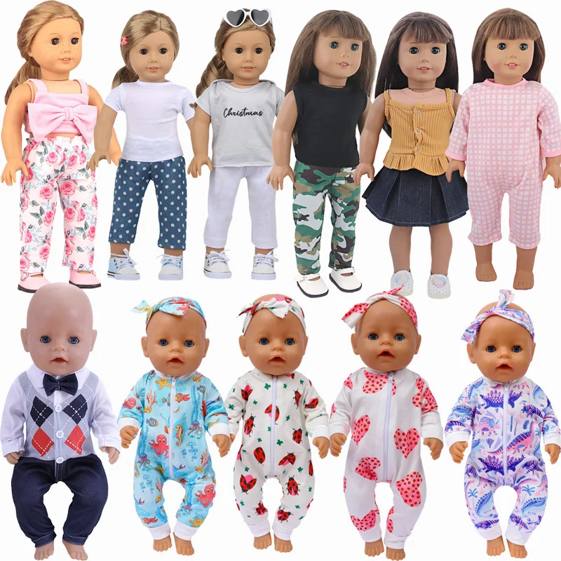

Doll Clothes Accessory for 17-18inch American Girl 43cm Doll Conjoined Pajamas/Pants/Shorts/Skirt Set Christmas Festival Gifts