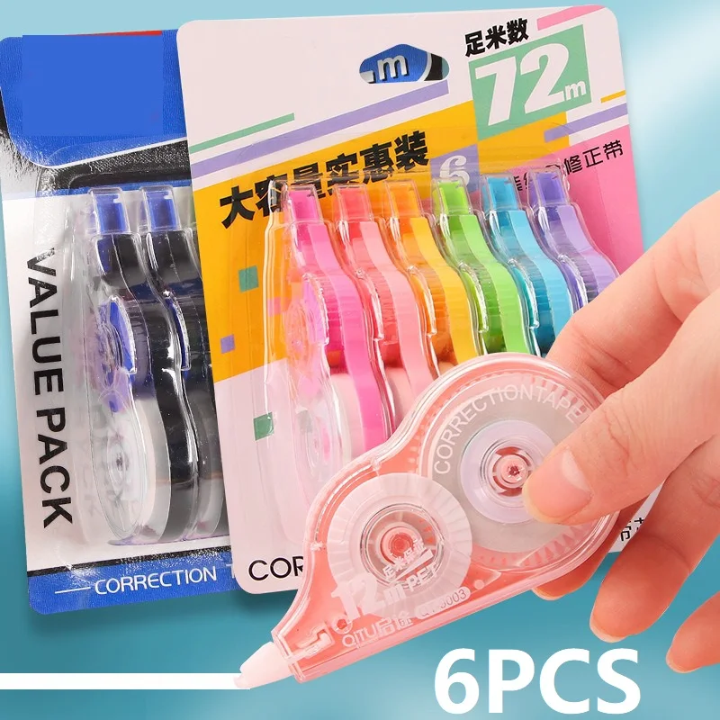 6PCS Candy Corrector Tape Ribbon Corrector Putty Corrective Tape Kawaii Stationery Sweet Things for School