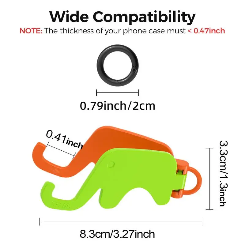 Cute Cartoon Phone Holder Elephant Shape Mobile Phone Stand With Keychain Portable Mini Mobile Phone Tablet Stand Mount