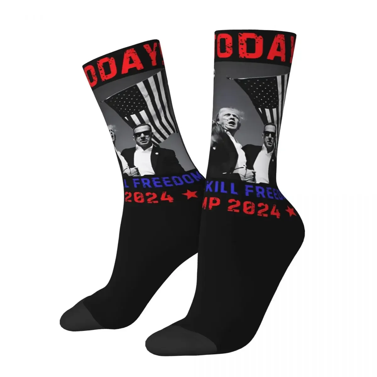 Not Today Trump Shooting Assassination Attempt Theme Crew Socks Merch for Women Cozy Dress Socks