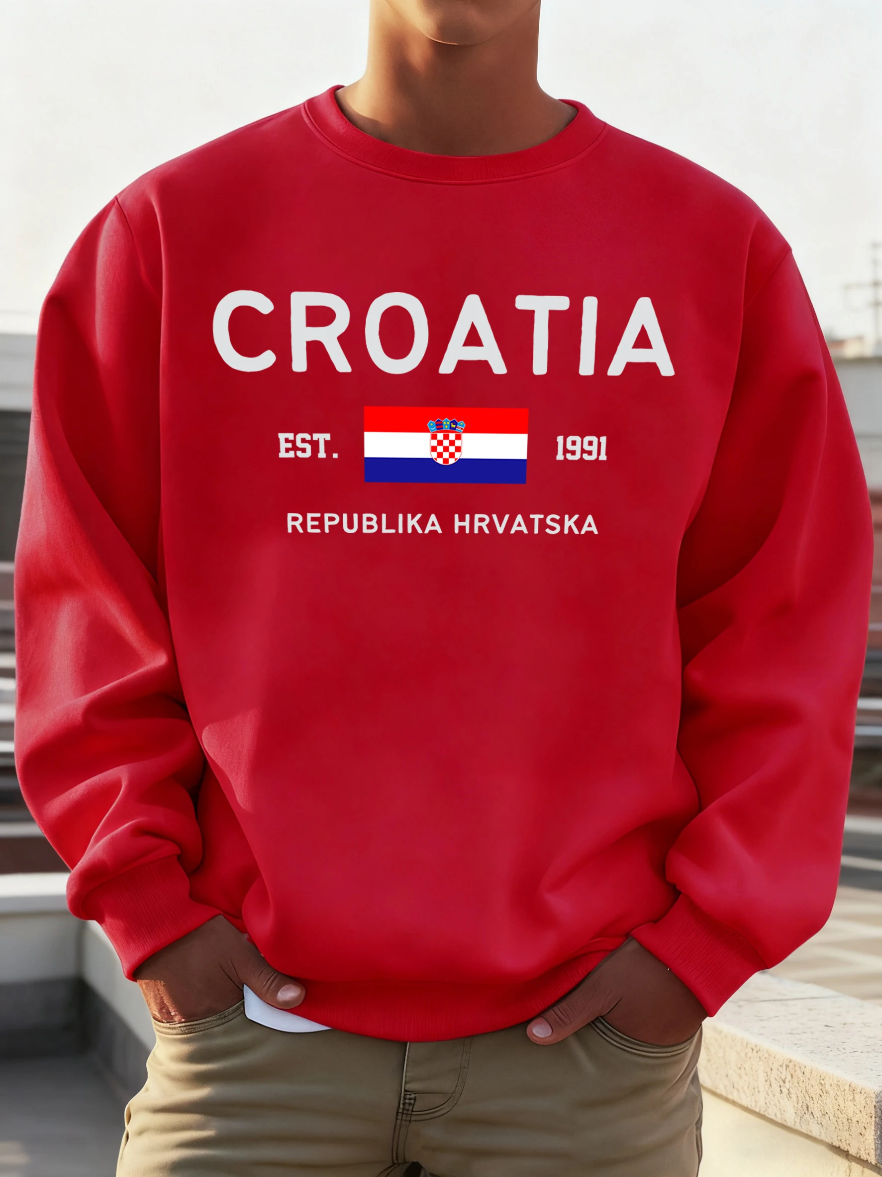 كرواتيا جمهورية Hrvatska العلم البلوزات الملونة الرجال الخريف ملابس رياضية فضفاضة محب لينة البلوز موضة الهيب هوب الملابس #3