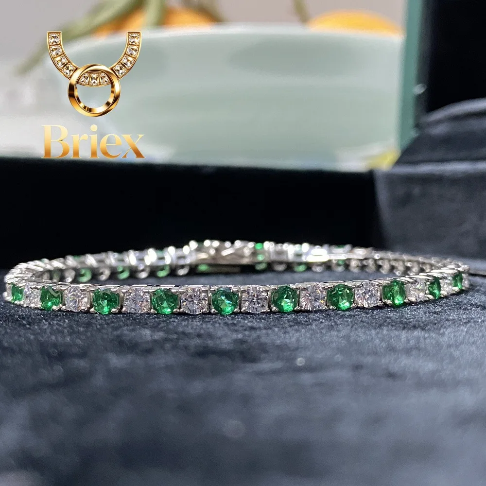 

Briex Jewelry Luxury Solid Platinum PT950 Diamond bracelet men's and women's tennis chain rainbow diamond chain