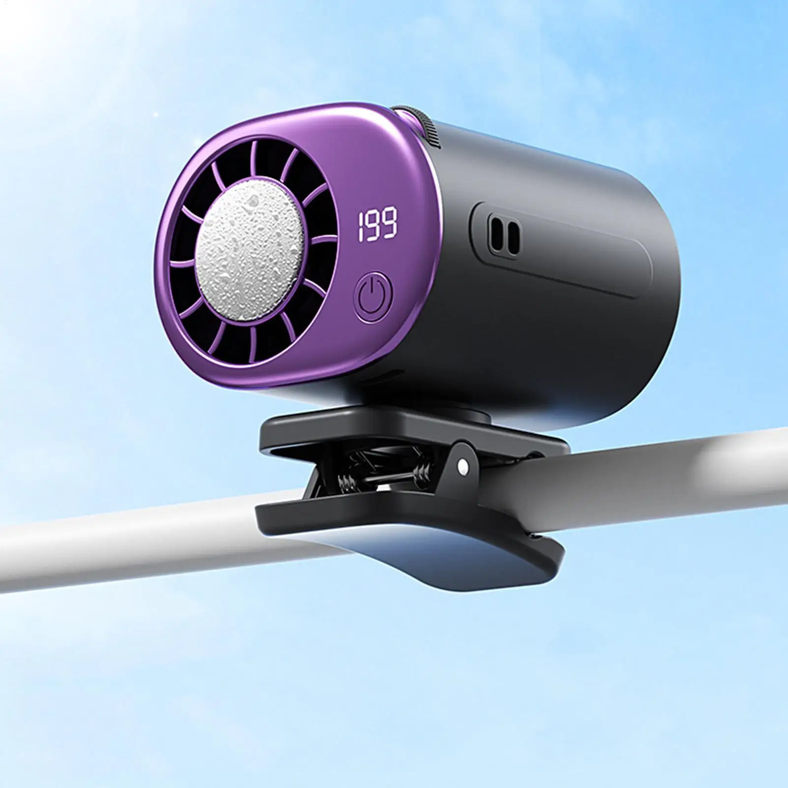 Portable Car Clip Fan Mini Portable Outdoor Clip Umbrella Fan 199 Speed Waist Clip Electric Fan 360 USB Rechargeable Cooling Fan