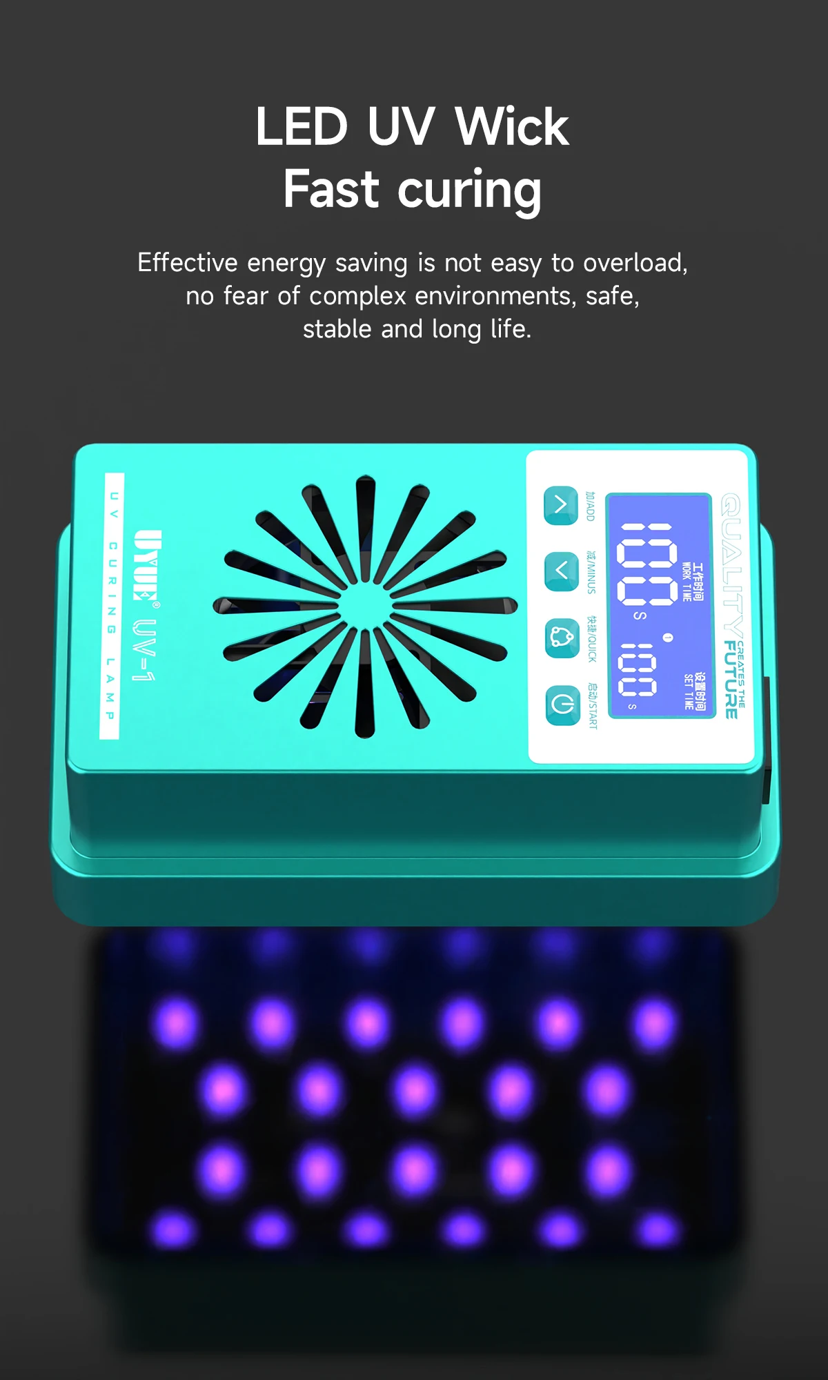 UYUE UV Curing Lamp/365NM Wavelength/Strong Heating Dissipation/Super Light Effect/High Power/Mobile Screen UV Curing Lamp