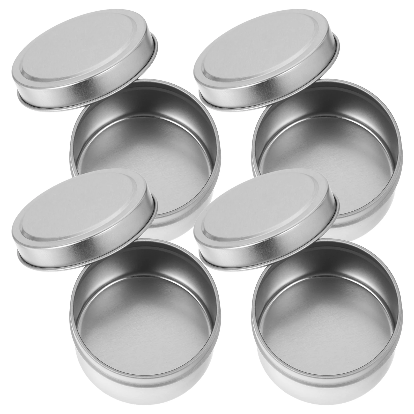 

4 Pieces 4 Ounce White Outer Silver Inner Tinplate Cans for DIY C Making Essential Oil Storage Home Decor Tea Light Holders