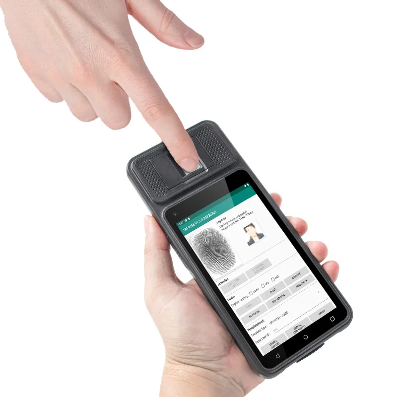Android Biometric Fingerprint Reader Identity Registration Voter Verification Handheld PDA Terminal with 2D Barcode Scanner
