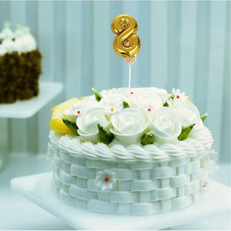 5Inch Number Gold 0-9 Cake Toppers Foil Number Balloons Party Balloon Mini Cupcake Topper for Wedding Birthday Party Decorations