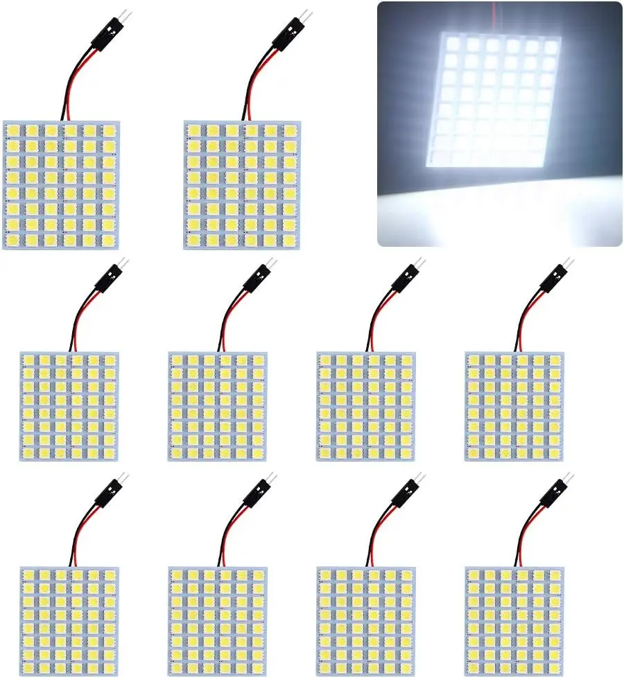 

Супер белый 5050 48-SMD светодиодный панельный купольный светильник, автомобильный салон, подсветка для чтения в табличке для чтения, потолочный светильник на крыше, внутренний проводной светильник + T10 BA9S Fe