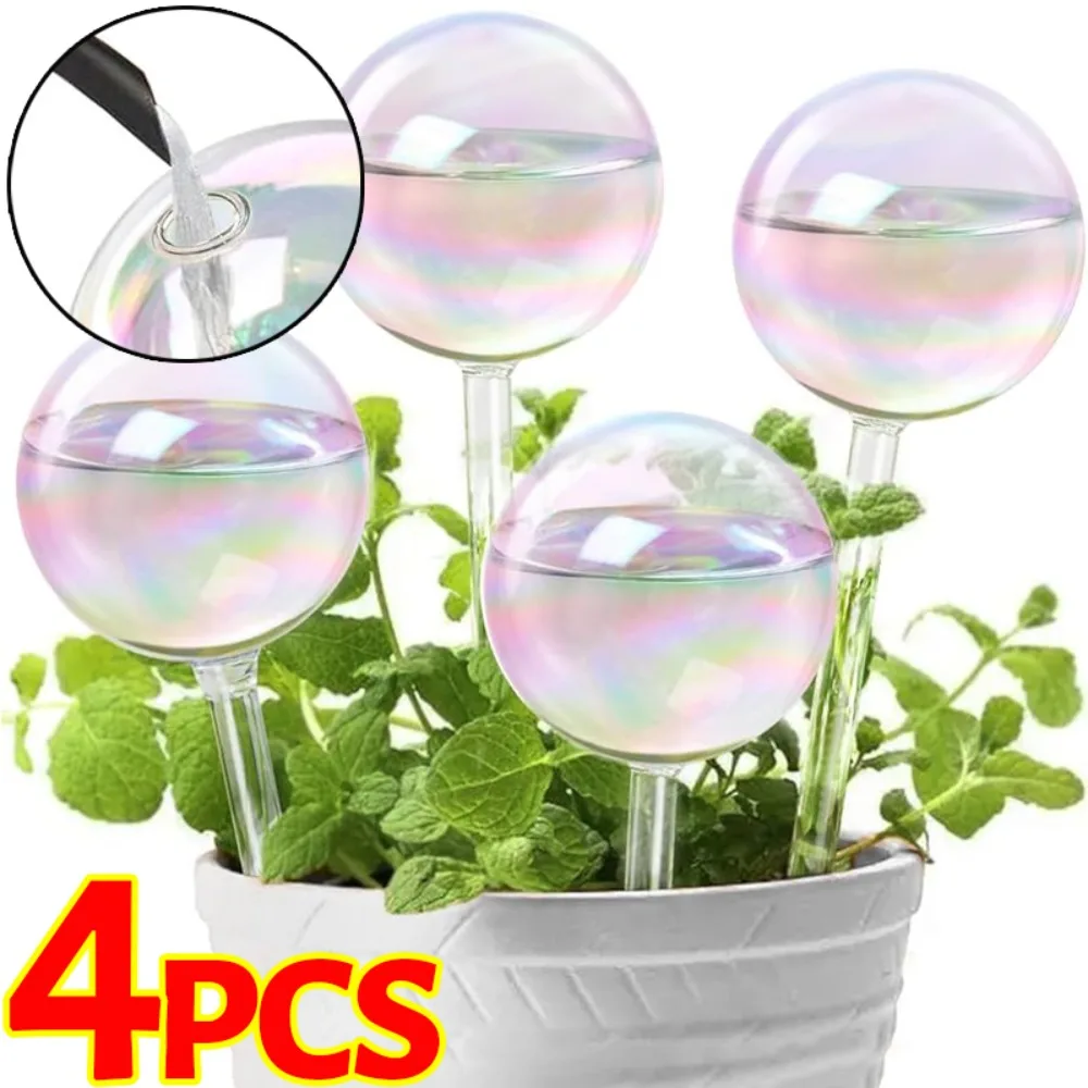 Globo de riego de plantas, Bombilla de vidrio de autorriego de Color arcoíris, suministros de riego por goteo automático, dispositivo de agua de inserción de jardín, 4/1 Uds.