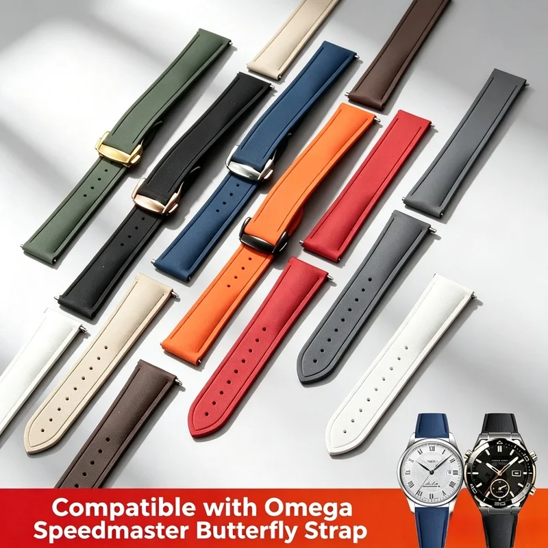 Fluororubber watch strap compatible with Ome waterproo sweat-proof dust-resistant thickened unisex watch strap20 21 22mm