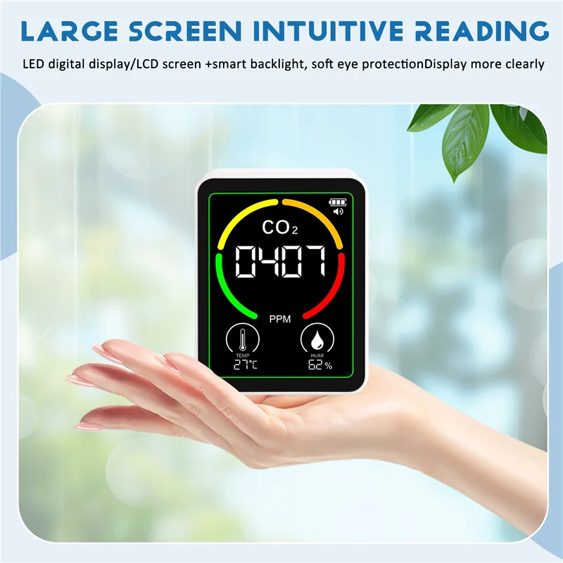 Y14A MT03 3 In 1 Air Quality Monitor CO2 Temperature Humidity Tester CO2 Detector Carbon Dioxide Detector