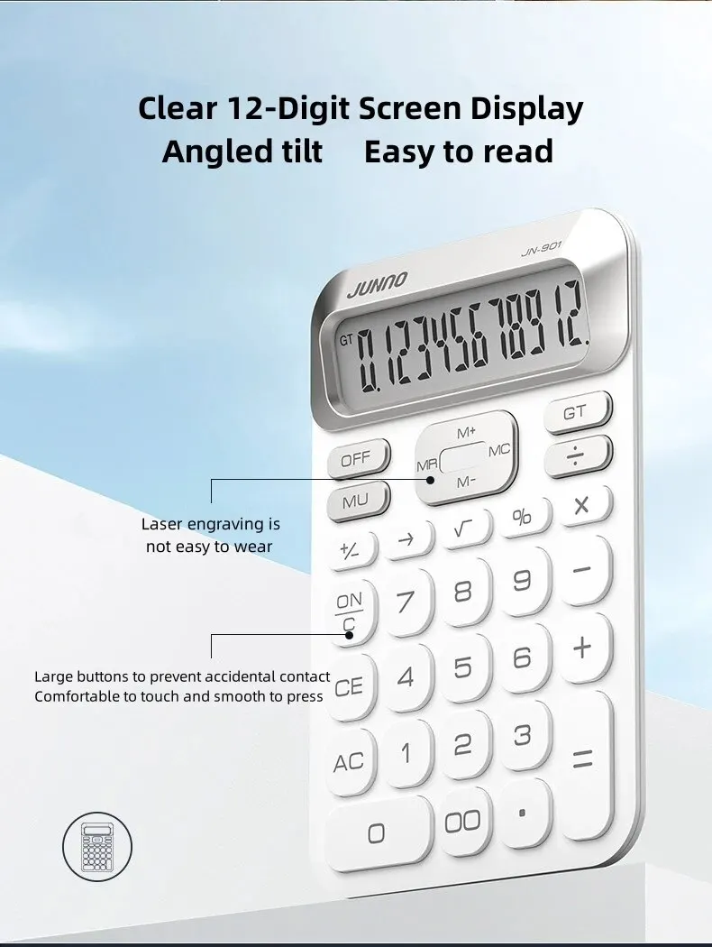 آلة حاسبة مكتبية قياسية ، 12 رقمًا ، نحيف جدًا ، خفيف الوزن ، محمول ، بساطتها ، مكتب ، منزل ، استخدام يومي
