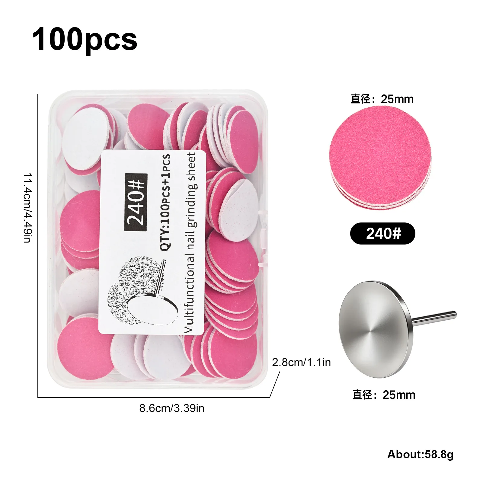 100-delige multi-vormige nagelvijlschijfset: diverse UFO-, Russische, vormgevende en pedicurepads voor snelle en efficiënte nagelverzorging