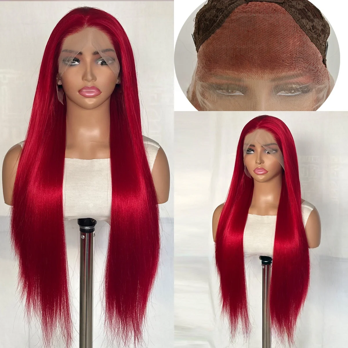 

Red Hair Wig 13*4 Lace Front Wigs 26inch Synthetic Lace Wigs for Black Man Wear and Go Natural Looking Hair Wigs for Cosplay