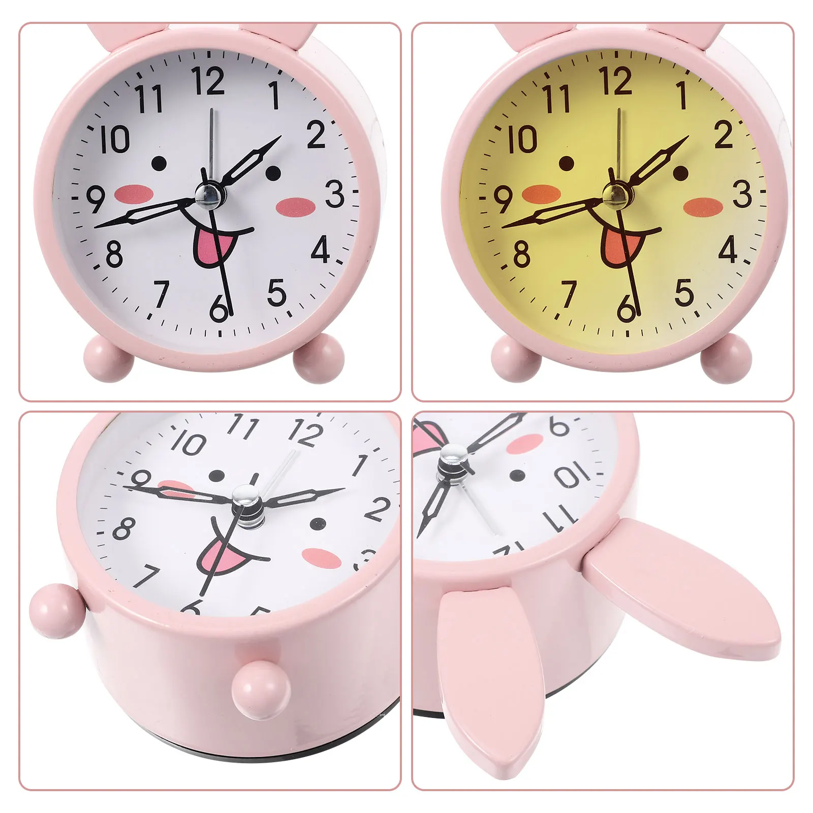 

Rabbit Shape Cartoon Alarm Clock Non Ticking Silent Sweep Night Light Table Desk Clock Cute Gift Home Accessory
