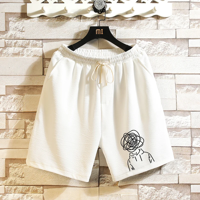 

Casual Ice Silk Men's orts Summer New Sle Loose Faionable Teenagers Versatile Student American High Street Five-Quarter...