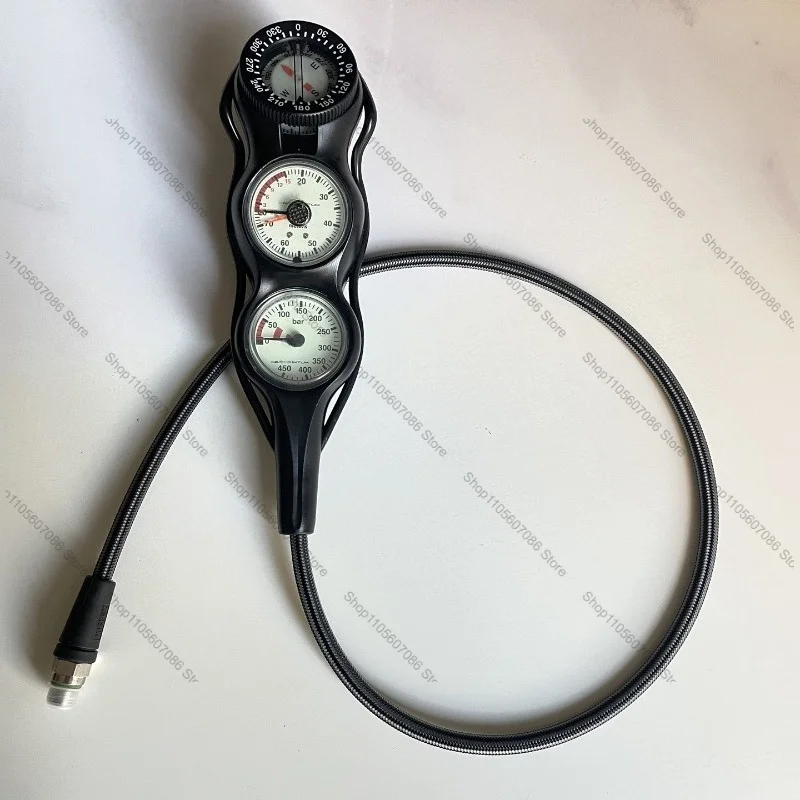 Diving Barometer, One and Two Single Residual Pressure Cylinder Pressure Triple Meter, New Braided Pipe
