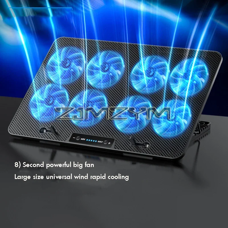 Laptop Cooling Pad with 8 Fans Dual USB Port Foldable Laptop Cooler Base Notebook Stand Adjustable Speed For Heat Dissipation