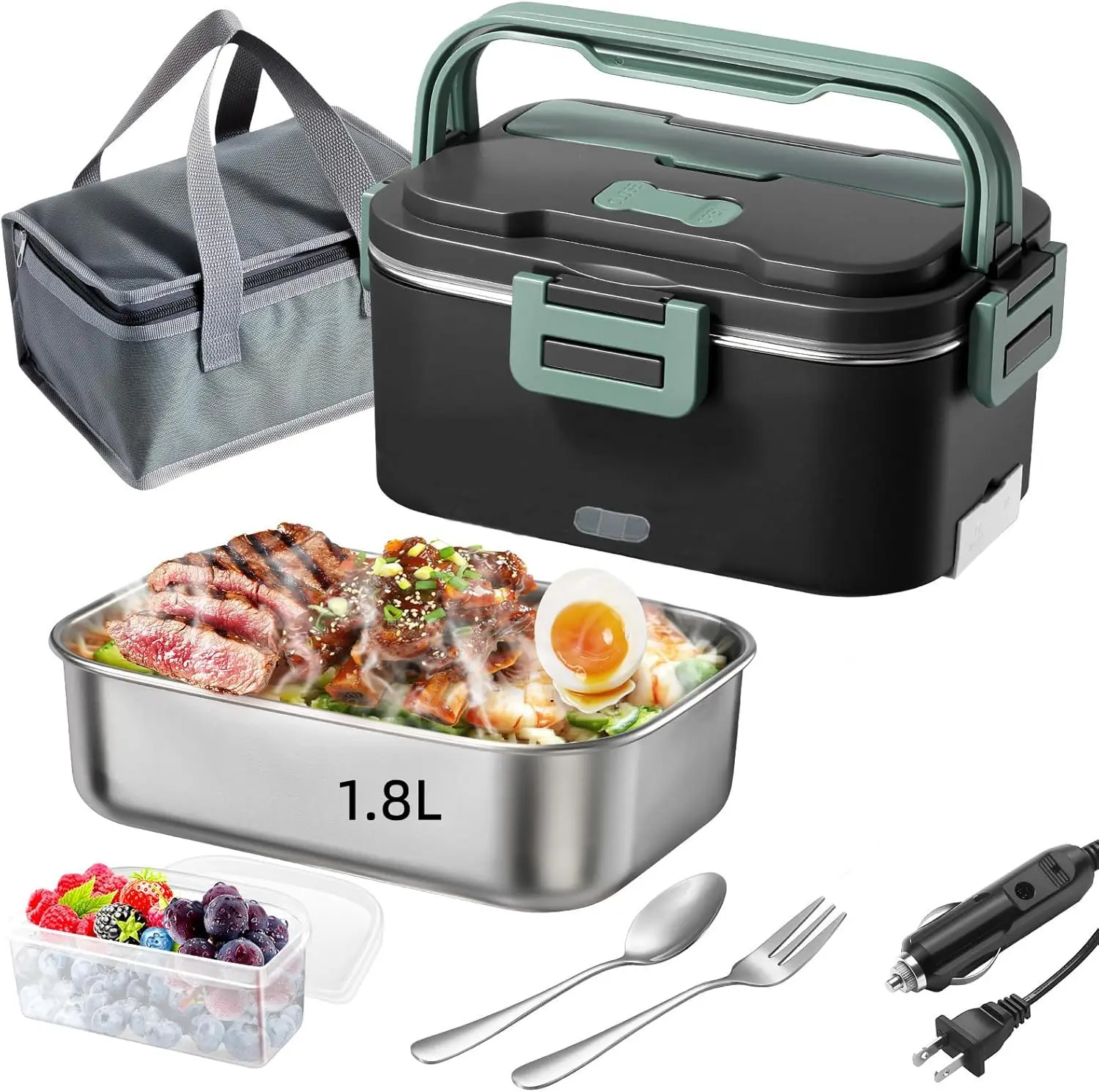 

Electric Lunch Box for Adultss 100W 1.8L Portable Heated Lunch Box for 12V/24V/110V home/Car/Office/Truck,1,8L Removable
