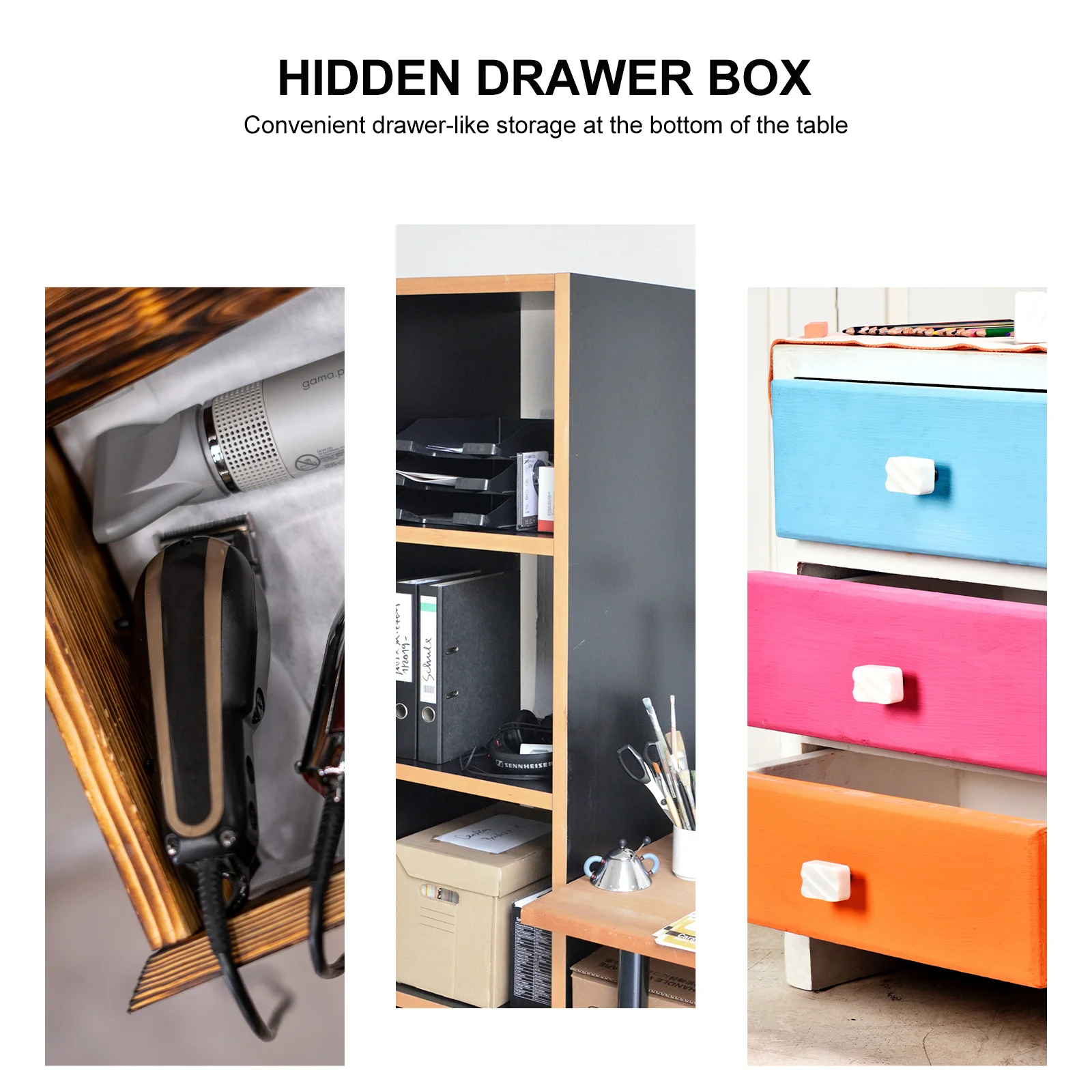 

Self-Adhesive Under Desk Drawer Organizer Abs Pp Material Desktop Storage Box For Office School Kitchen Bathroom Supplies