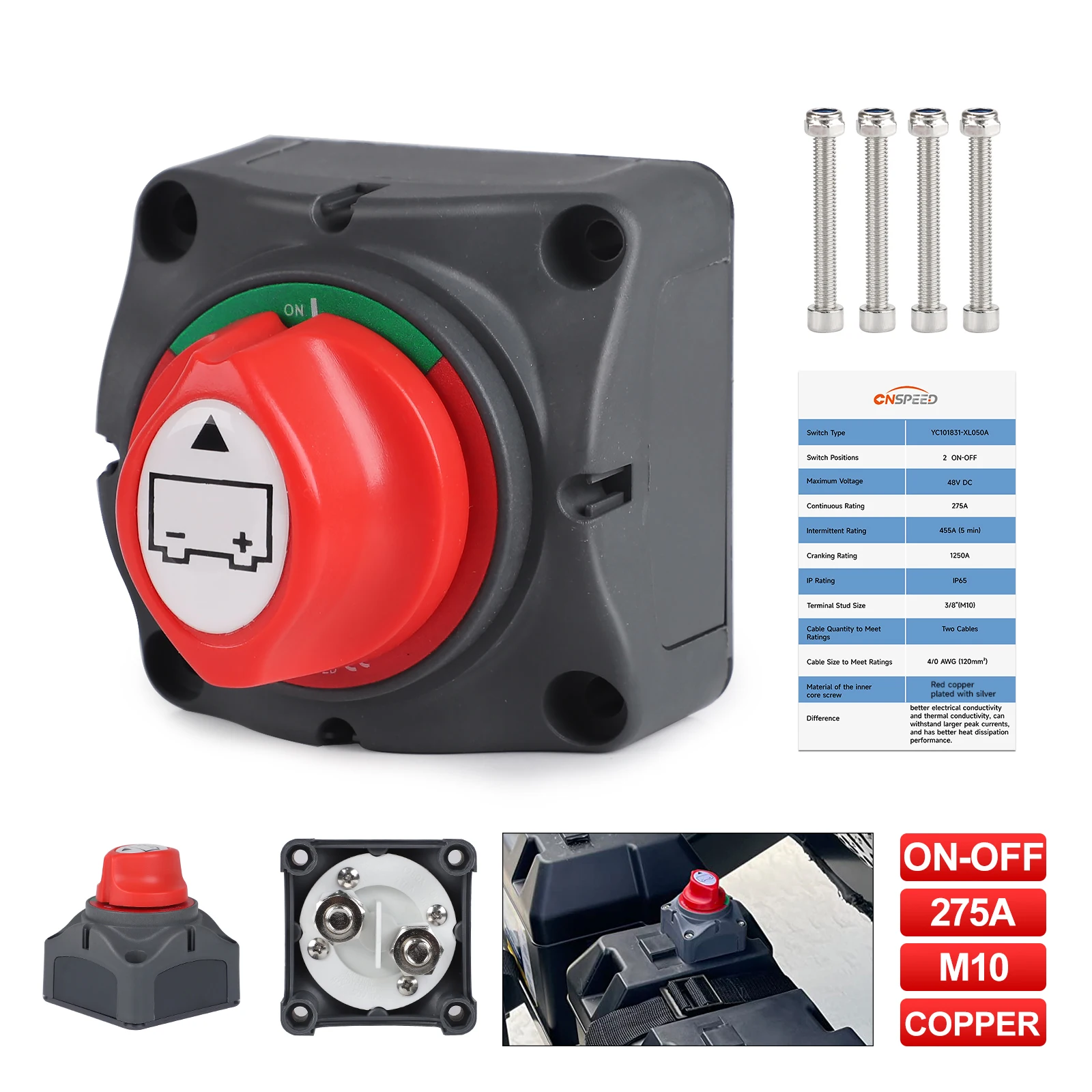 

Brand New 2 Position Battery Isolator Disconnect Switch Power Cut Off Rotary Switch For Car Vehicle RV Marine Boat 12V-48V 300A