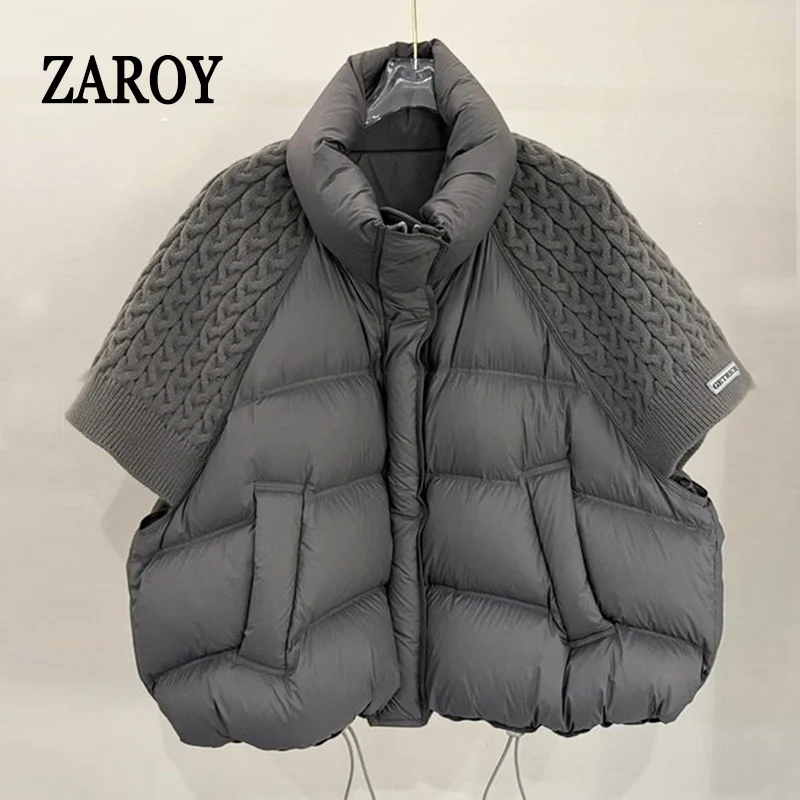 ZAROY Women's Cotton Vest Jacket Autumn Winter Loose Casual Stand Collar Pocket Puffer Waistcoat Coat Trendy Outerwear куртка