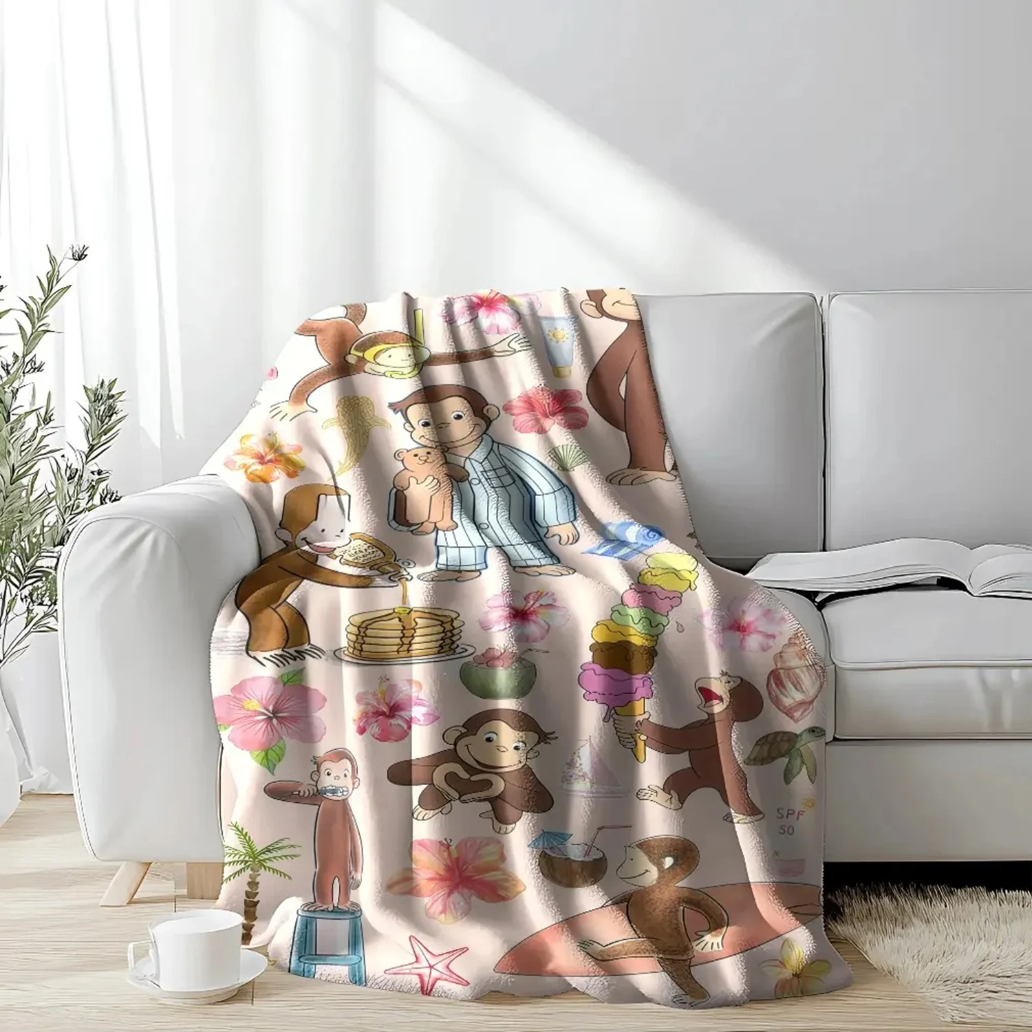 Cartoon Character-Inspired Flannel Blanket Super Soft Cozy Sofa Nap Blanket Home Blanket Perfect Home Gift for Her