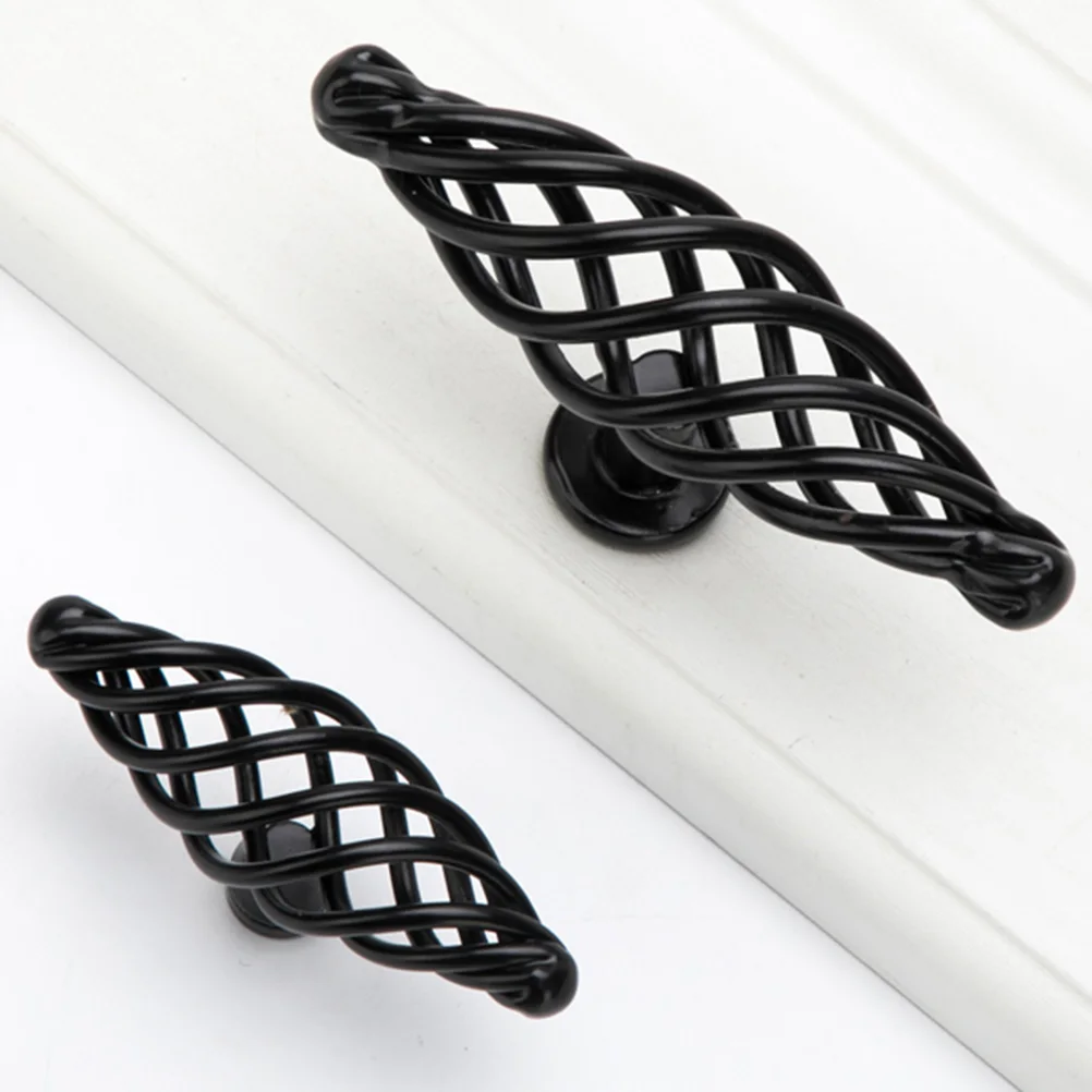 

4Pcs Cabinet Birdcage Style Black Drawer Nordic Cage Pull Handle Alloy Door Knobs Pull Furniture Door Wardrobe Hardware Alloy