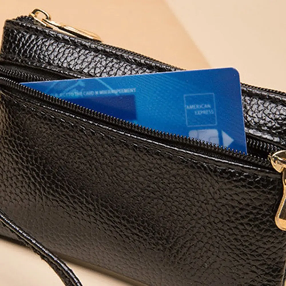 Mini PU Zero Wallet Solid Color Waterproof Coin Storage Bag Lightweight Dual Zipper Small Card Pack Women