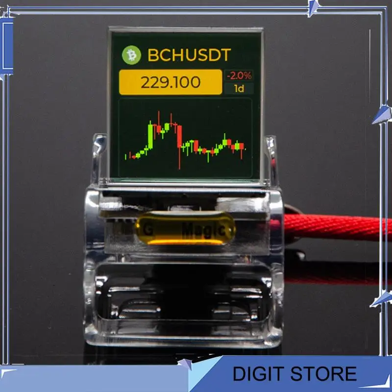 DIGIT-Bitcoin Stock Ticker Monitor Weather Digital Display Clock Personalized GIF Picture Playback Built-In Gyro Sensor Clock A