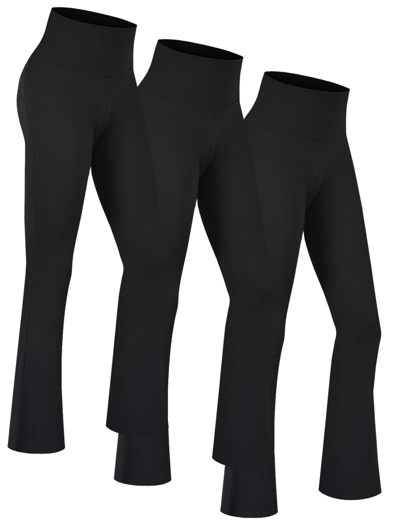 

Комплект из 3 женских супермягких расклешенных брюк с высокой талией для управления животом для тренировок, йоги, пуш-ап, тренажерного зала, фитнеса, длинные леггинсы-клеш