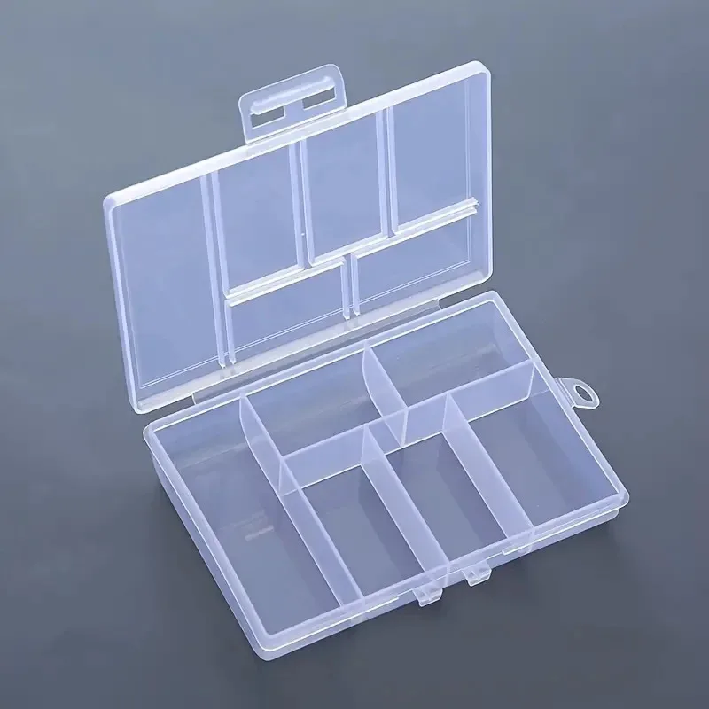 6-Grid Transparent Jewelry Storage Box - Earring & Ring Organizer with Nail Accessory Compartment gallery 2