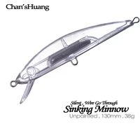 Chan'sHuang-Cebo en blanco sin pintar, 10 piezas, 130mm, 38g, pececillo de hundimiento silencioso, Señuelos de Pesca artificiales DIY