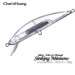Chan’sHuang 10PCS Unpainted Blank Bait 130mm 38g Silent Sinking Minnow DIY Artificial Fishing Lures