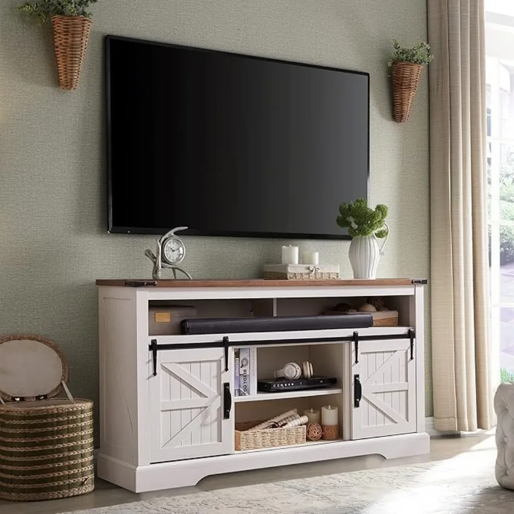 

Rustic Entertainment Center for 65+ Inch TVs: 33 Highboy Stand with Sliding Barn Door