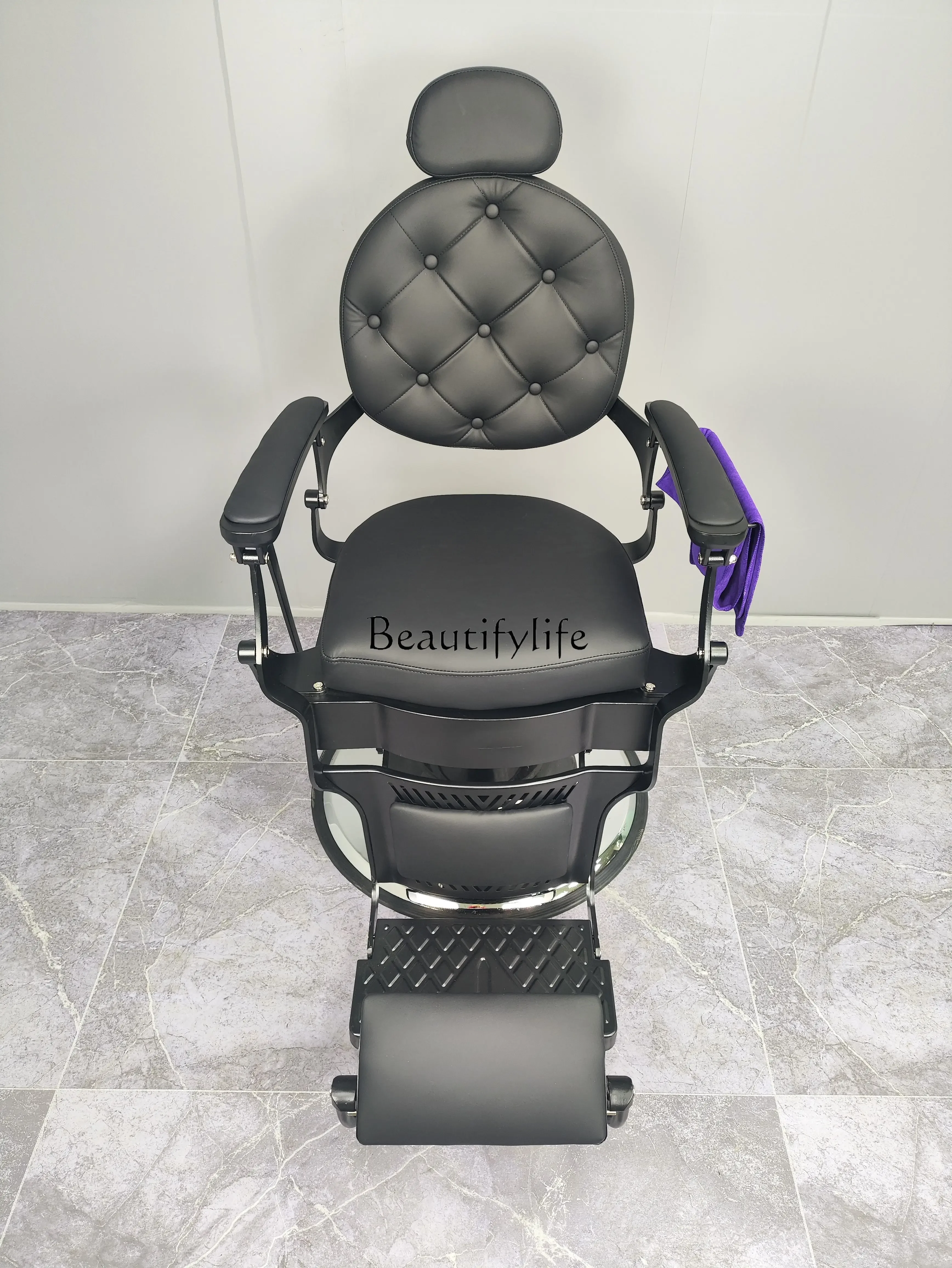 Men's Oil Head Hair Cutting Chair Adjustable Rotating Shape Put down Shaving