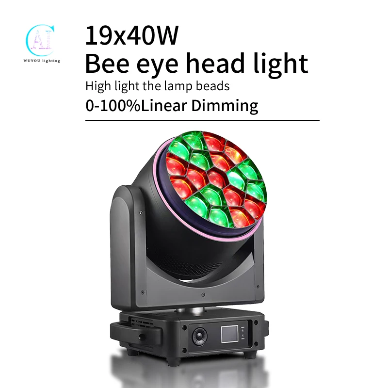 19x40W RGBW LED B-eye Wash Zoom Beam Effect with RING Moving Head DMX512 Control For Wedding Decoration Dj Disco Stage Light