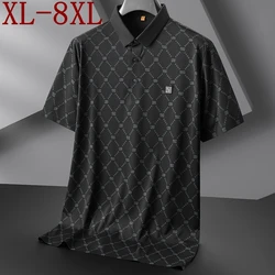 8XL 7XL 6XL 2024 New Summer High End Luxury Shirts For Men Short Sleeve Lapel Mens Polo Shirt Fashion Loose T-shirt Man Tops