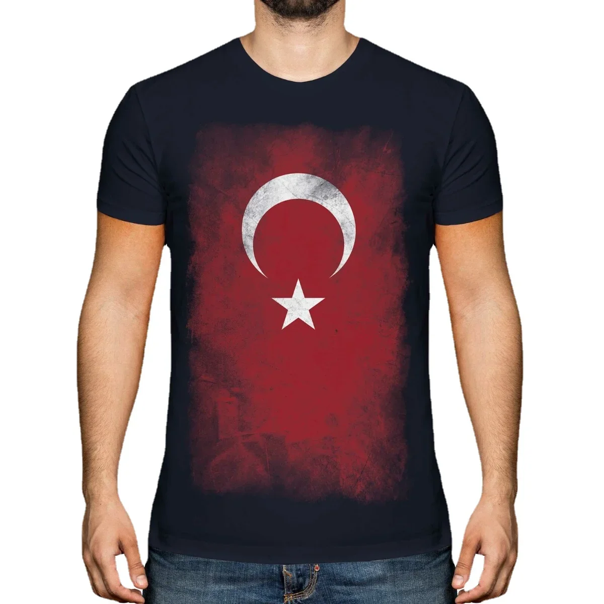 

Turkey Faded Flag Men's Summer Cotton O-neck Short Sleeve T Shirt Football Gift Shirt