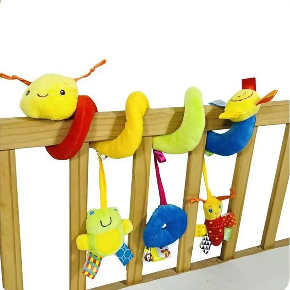 Juguetes para asiento de coche de bebé con animales de dibujos animados, juguete colgante en espiral de felpa estirable para bebé, campanas colgantes, cama suave para bebé, cochecito, campana, juguetes