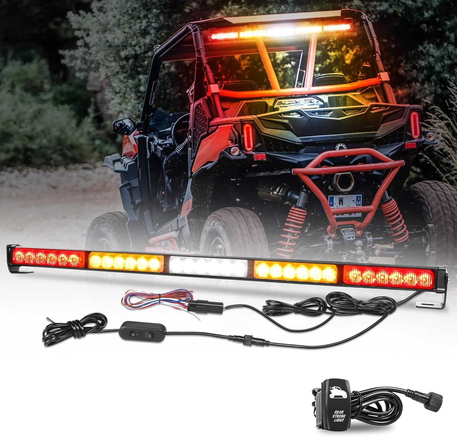 RYWYR - 30inch Rear Chase LED Light Bar OffRoad Strobe Light Bar Turn Signal Reverse Brake Running with Extension Harness Switch