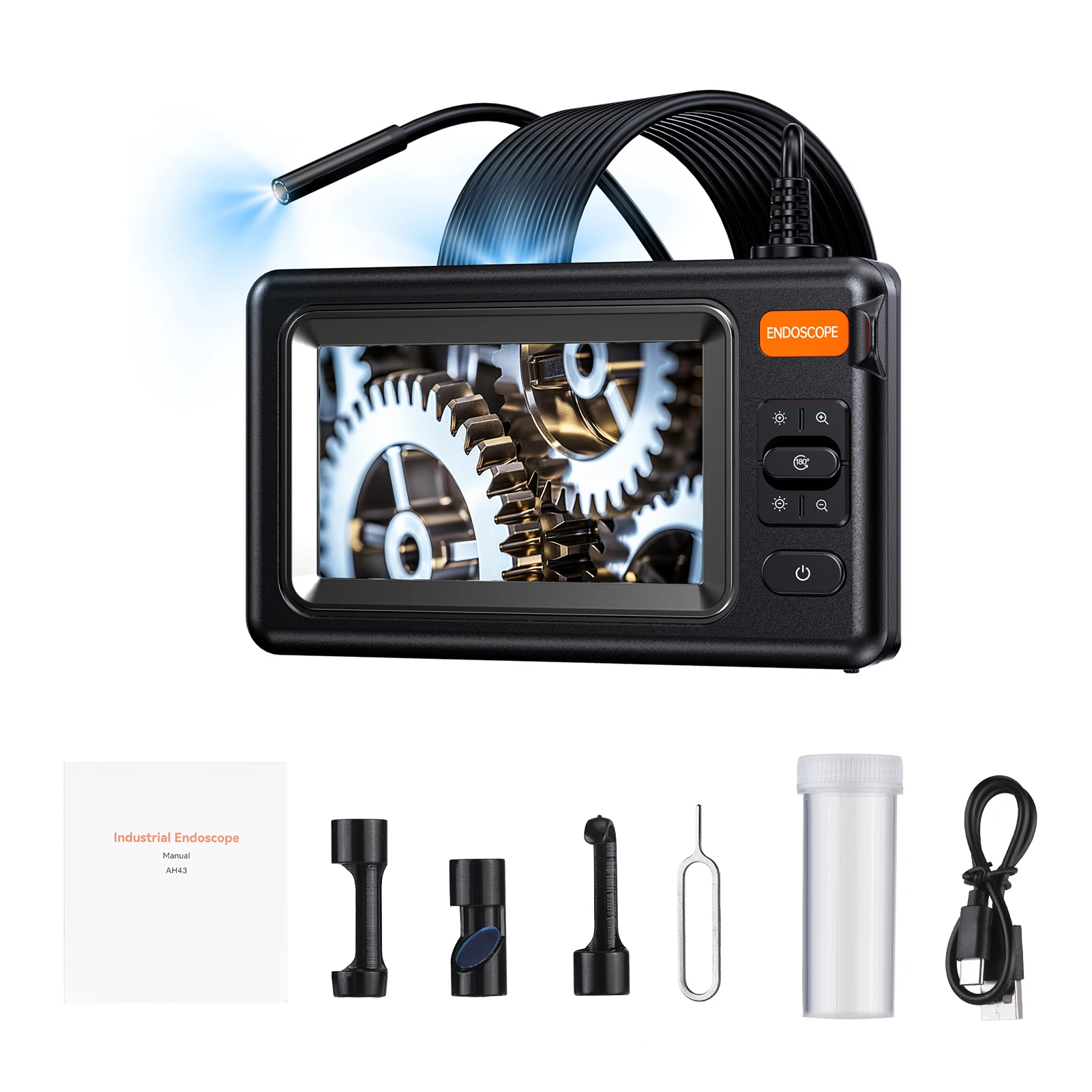

Industrial 1080P Sewer Inspection Camera with 6 LED Lights 4.3 Inch HD IPS Screen Real-time Monitor Endoscope Pipe Camera IP67