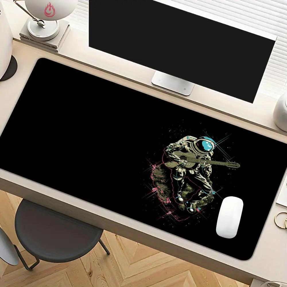 

Коврик для мыши в черном стиле с дизайном космонавта, нескользящий офисный коврик для мыши с прошитыми краями, аксессуары для ПК, игровой коврик