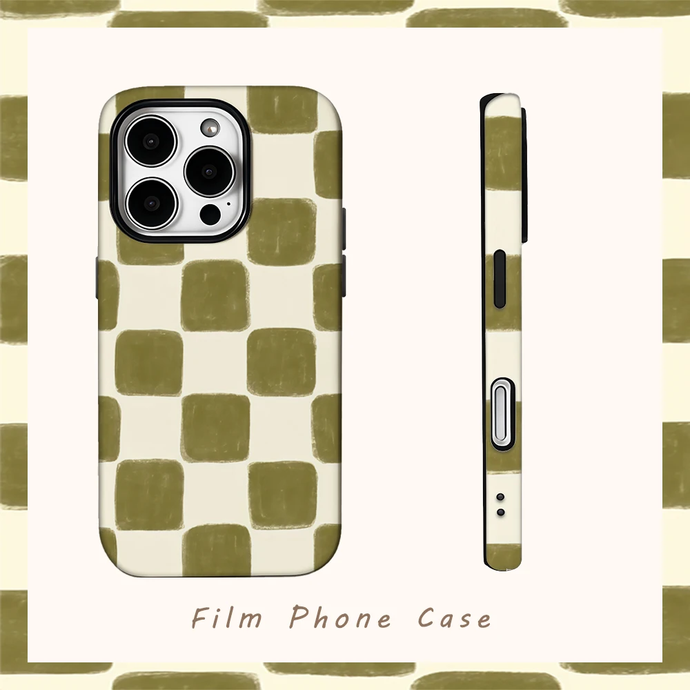 Olive Square Phone Case for IPhone 16 15 14 13 12 11 X XS XR XSMAX 7 8 Pro Max Plus Double-layer Back Cover