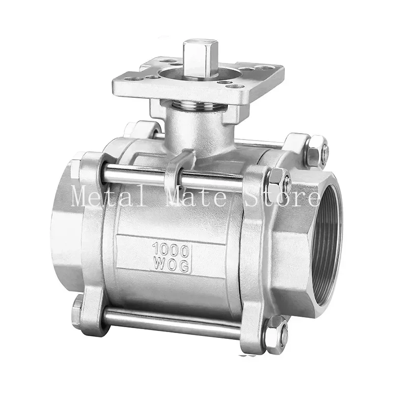 High Platform Three Piece Ball Valve SS304 Stainless Steel Female Thread DN8/DN10/DN15/DN20/DN25 - Sizes 1/4