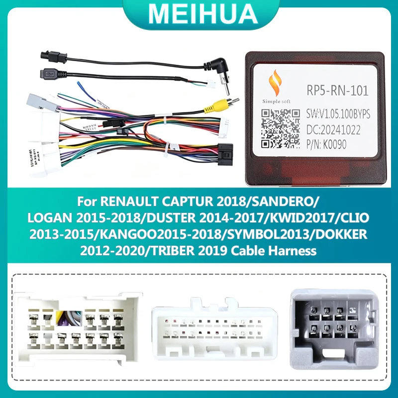 Car Radio Canbus Box For RENAULT CAPTUR SANDERO DUSTER KWID DOKKER TRIBER Clio Wiring Harness Power Cable RP5-RN-101