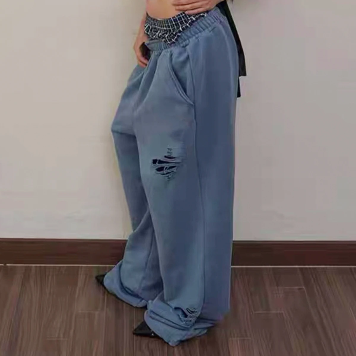 

NIGO мужские осенне-зимние уличные трендовые брюки с принтом разрушения, длинные однотонные модные спортивные штаны # NGTOP12163